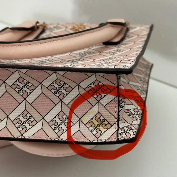Tory Burch Pink Blush Geo Logo Pattern Mini Shopper Bag Crossbody Bag Purse - Picture 12 of 13